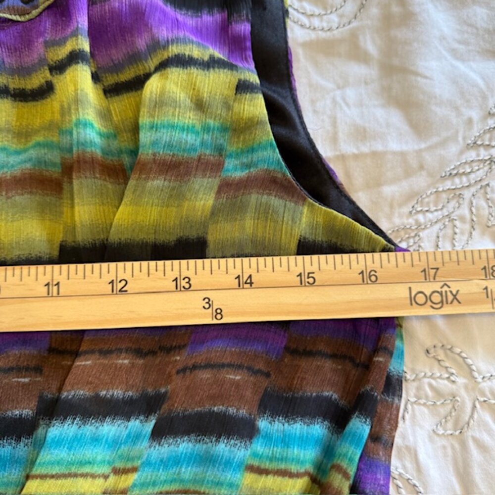 AGB Purple Geometric Print Sleeveless Ruffle Flowy Dress  Knee Length SZ 10 - Picture 10 of 13